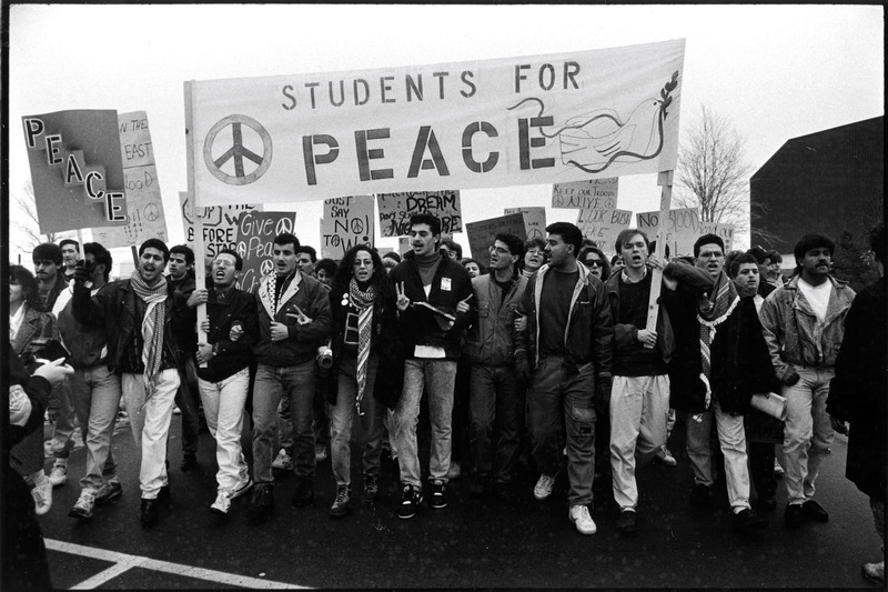 UM-Dearborn Students for Peace in the Middle East march, 1991
