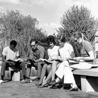 Students on the UM-Dearborn campus, 1971